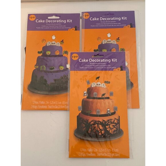 Halloween Table Cover Party Supply Cake Decor Kit Box Envelope Lot of 16 NEW - Picture 3 of 14